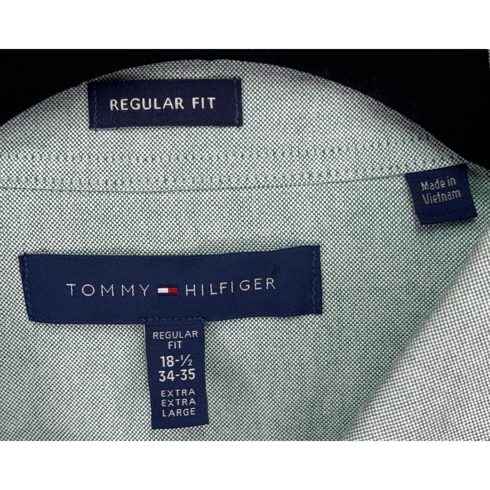 Tommy Hilfiger Green Button Long Sl Shirt 18 1/2 sleeve 34/35 XXL Reg Fit NWT - Picture 4 of 8